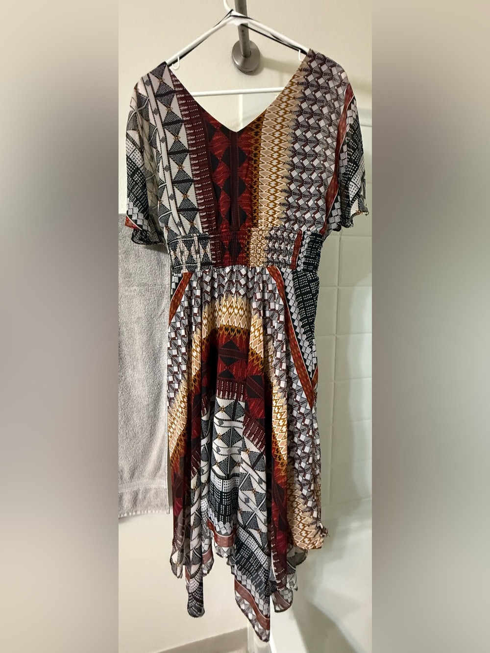 Rabbit Rabbit Rabbit One-Shoulder Multicolor Geo-Print Dress - Picture 2 of 5